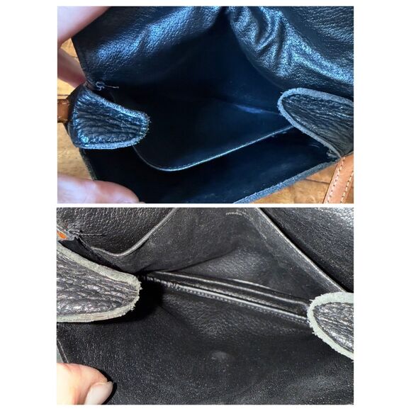 Vintage Courreges Paris Mini Crossbody Bag Black and Tan Leather - Picture 5 of 12